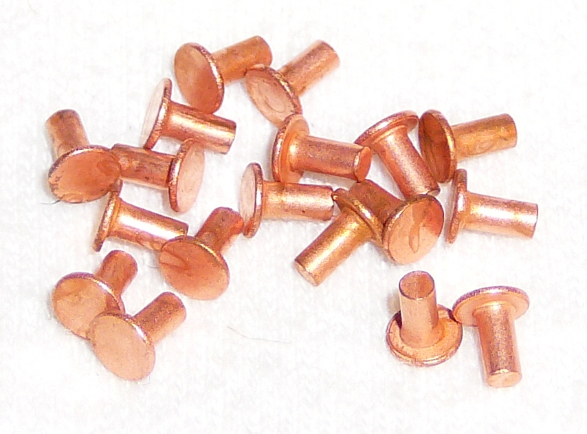 RVSC104M 1/4" long domed Miniature Copper Clad Steel Rivets (1000